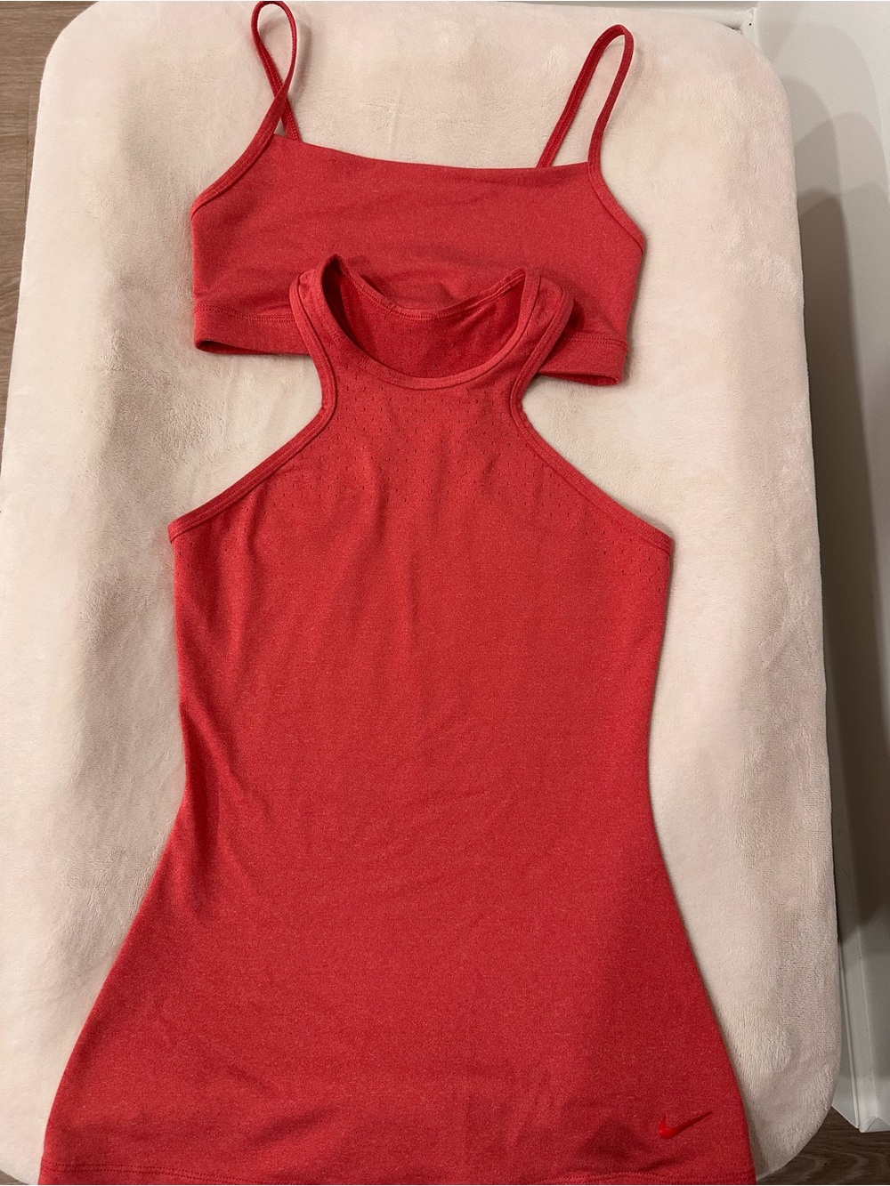 Nike Red Tank Bralette Set and Gray T-shirt